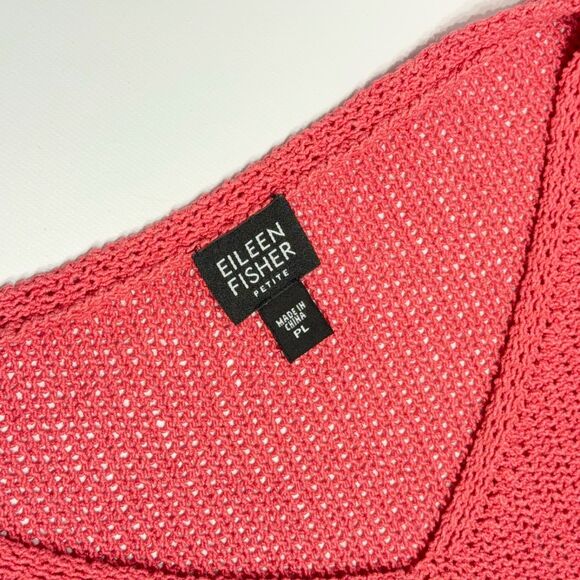 Eileen Fisher 100% Silk Sweater Pink 3/4 Sleeve Spring Women's Size Large Petite - Picture 9 of 12